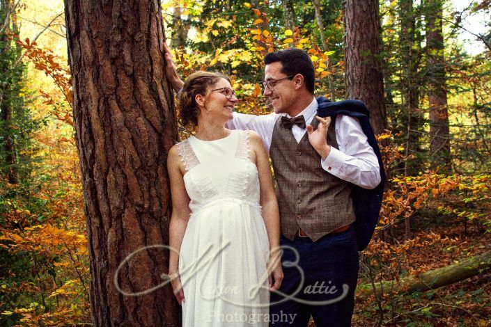 Mariage, séance couple, forêt, automne Le Chambon-sur-Lignon, Haute-Loire, Auvergne, France