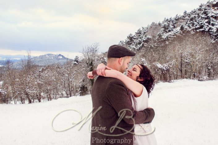 Mariage, séance couple, hiver, Lantriac, Haute-Loire, Auvergne, France