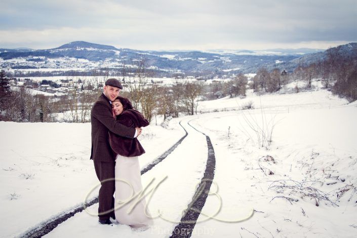 Mariage, séance couple, hiver, Lantriac, Haute-Loire, Auvergne, France