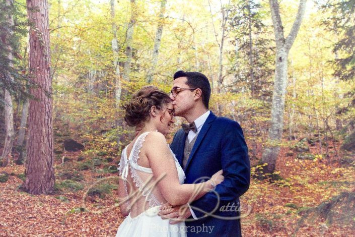 Mariage, couple, forêt, nature Le Chambon-sur-Lignon, Beaux, Haute-Loire, Auvergne