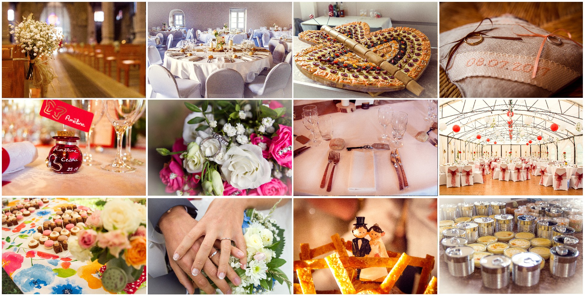 détails, bouquets, église, gâteau, alliances, fleurs, vin d'honneur, décorations, mariages, Haute-Loire, Auvergne