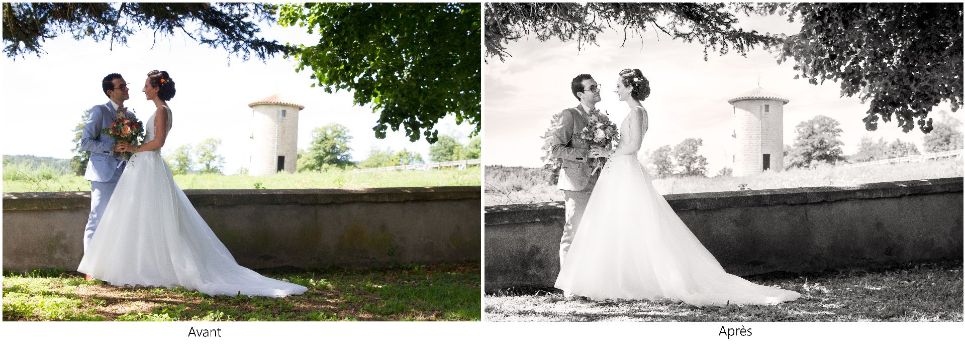 Chateau de Chazelles, Saint-André-de-Chalencon, été, mariage, séance couple, noir et blanc, reportage de mariage